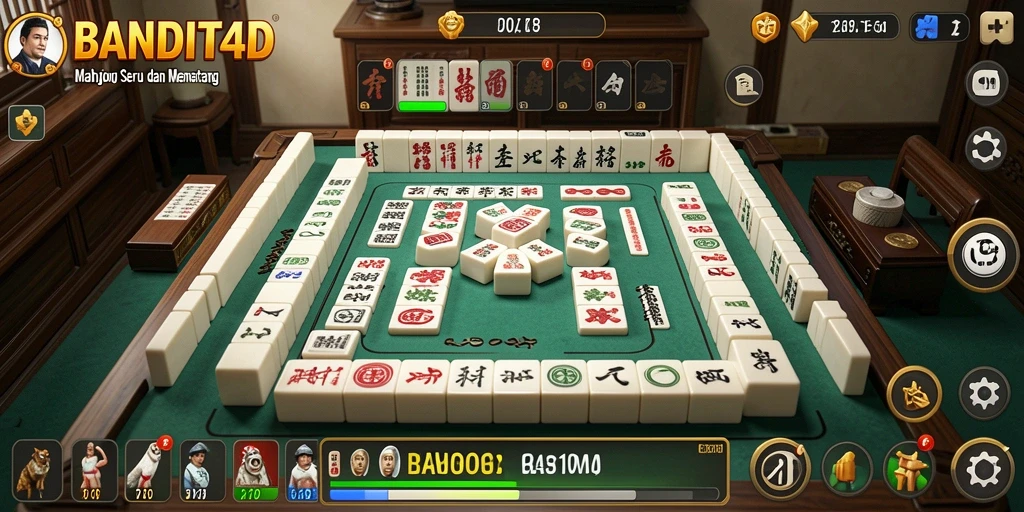 Tangkapan layar utama <strong>BANDIT4D</strong> menunjukkan aksi permainan Mahjong yang seru.